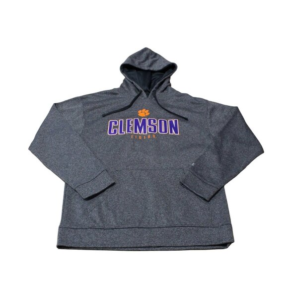 CLEMSON TIGERS FOOTBALL HOODED CHAMPION SWEATER LARGE UNISEX FRONT POCKETS - Picture 1 of 11